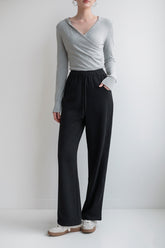 Homey Wool And Acetate Wide Leg Pants - Grey